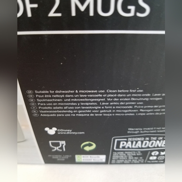 NIB Disney Set of 2 Mickey Minnie Mouse  Mugs Black  White - Picture 9 of 13